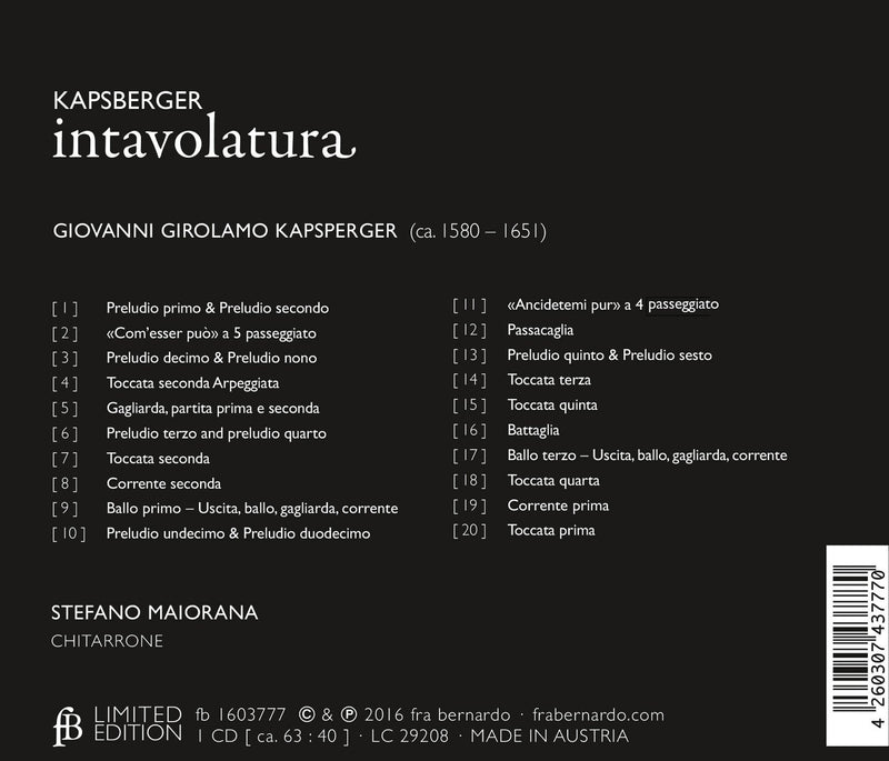 Kapsberger: Intavolatura / Maiorana