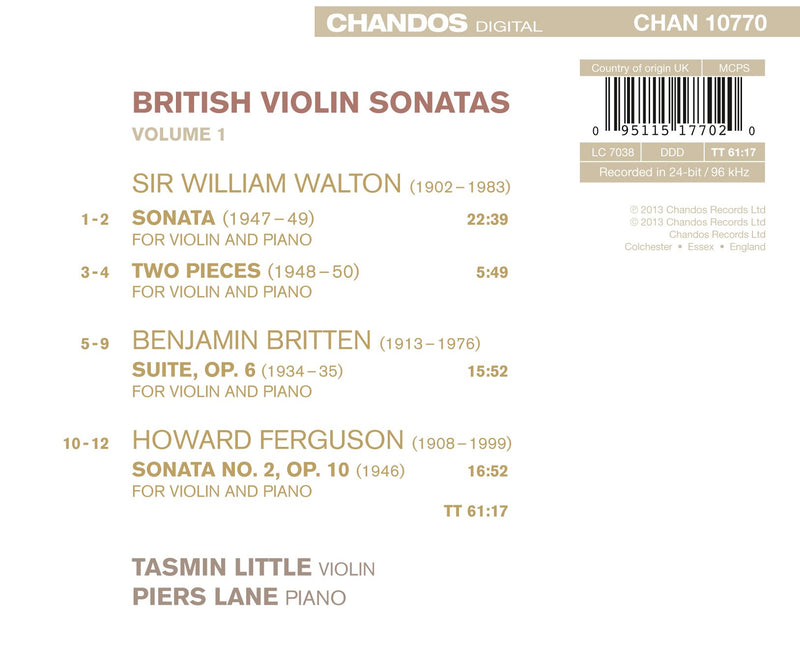 British Violin Sonatas, Vol. 1 / Little, Lane