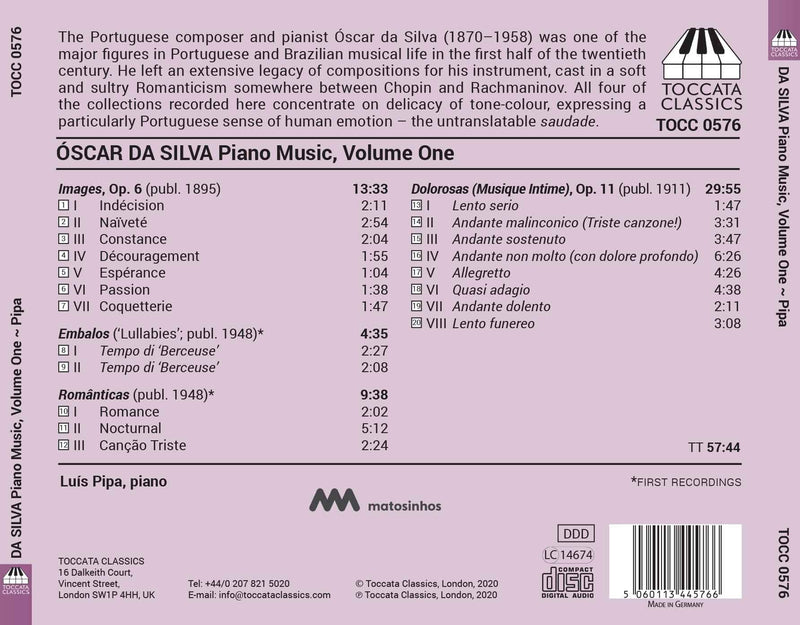 Óscar da Silva: Piano Music, Vol. 1 / Luis Pipa