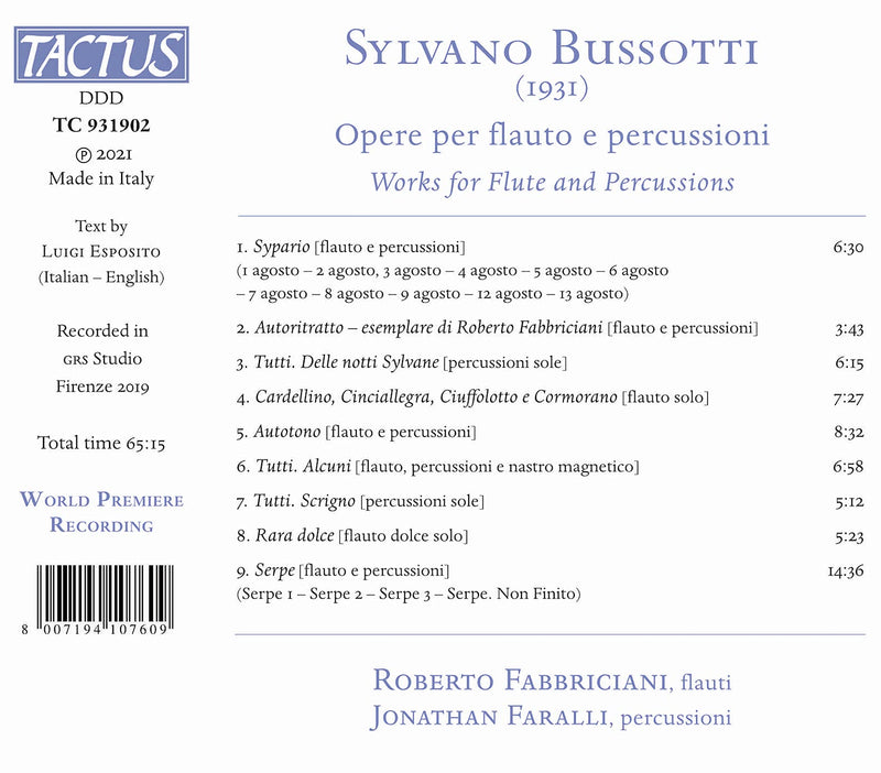 Bussotti: Works for Flute & Percussion / Faralli, Fabbriciani