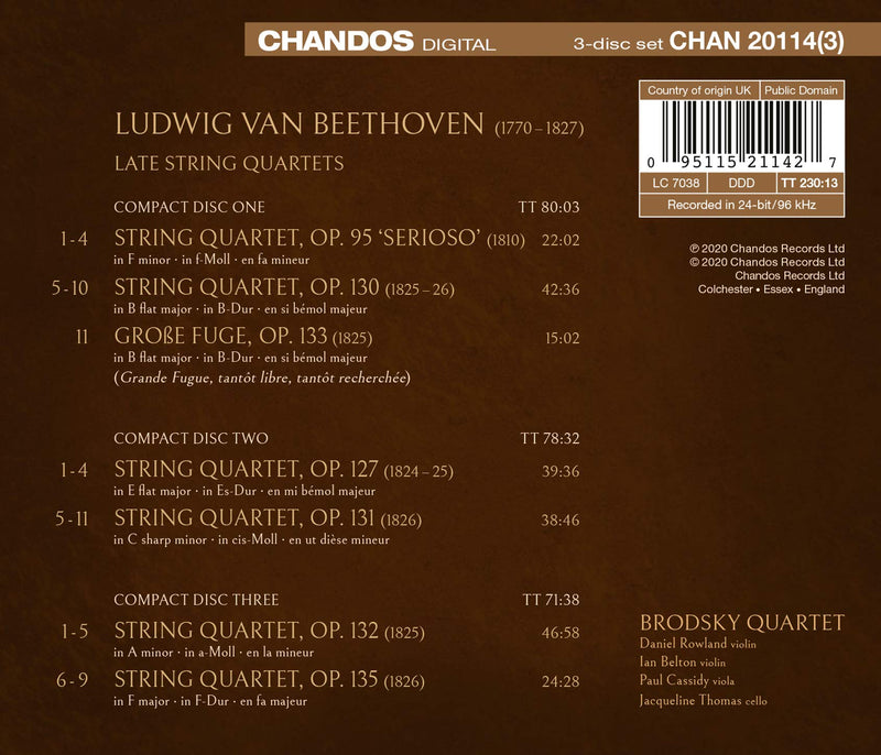 Beethoven: Late String Quartets / Brodsky Quartet
