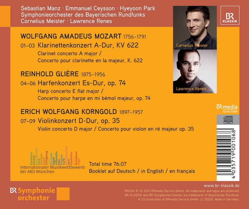 Mozart, Gliere, Korngold: Concertos