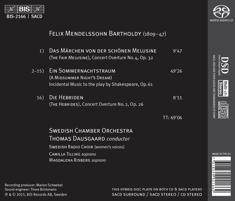 Mendelssohn: A Midsummer Night's Dream / Dausgaard, Swedish Chamber Orchestra