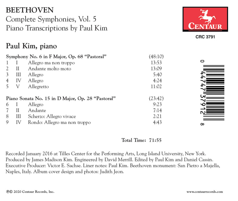 Beethoven: Complete Symphonies, Vol. 5 - Piano Transcriptions / Paul Kim