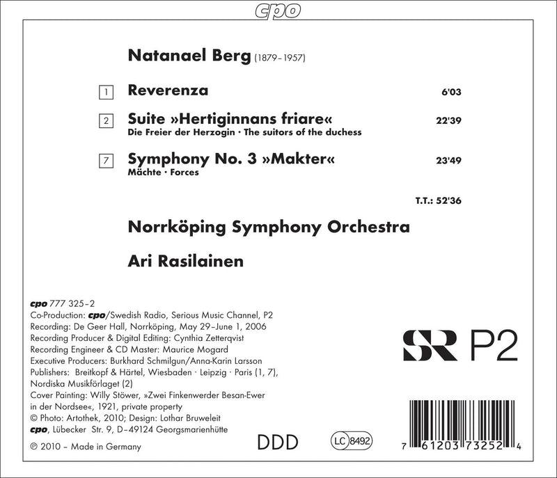 Berg: Symphony No. 3; Reverenza; Hertiginnans Friare Suite / Rasilainen,Norrkoping