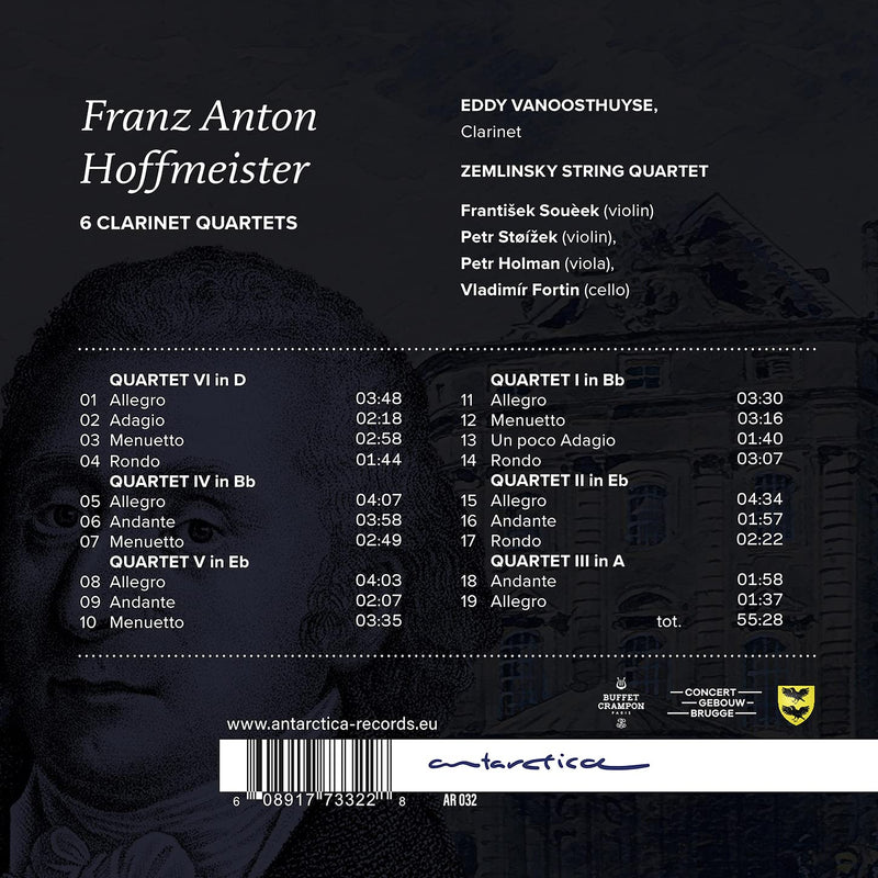 Hoffmeister: 6 Clarinet Quartets / Vanoosthuyse, Zemlinsky Quartet