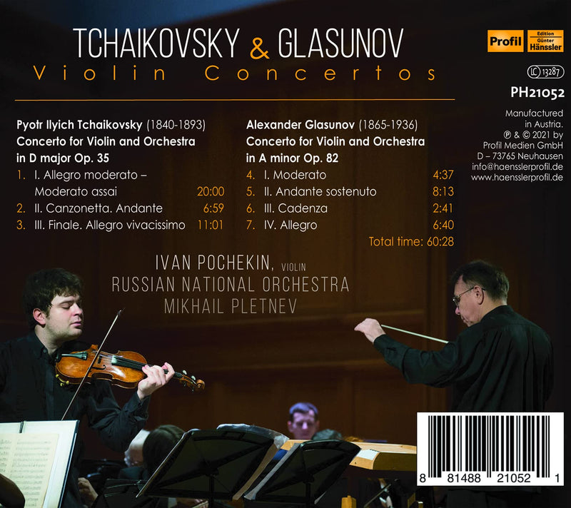 Tchaikovsky & Glasunov: Violin Concertos / Pletnev, Pochekin