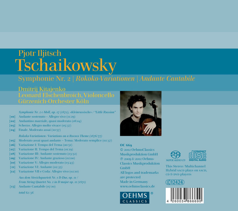 Tchaikovsky: Symphony No 2, Rococo Variations, Andante Cantabile / Elschenbroich, Kitayenko