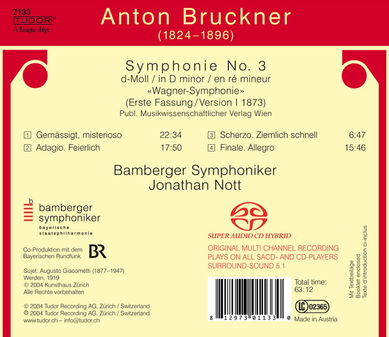 Bruckner: Symphony No 3 / Nott, Bamberg So