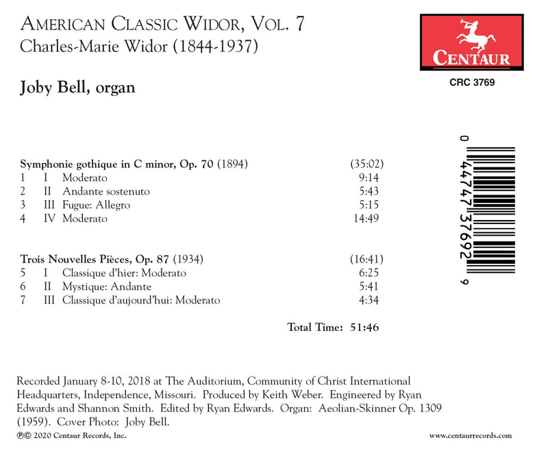 Widor: American Classic Widor, Vol. 7 / Bell