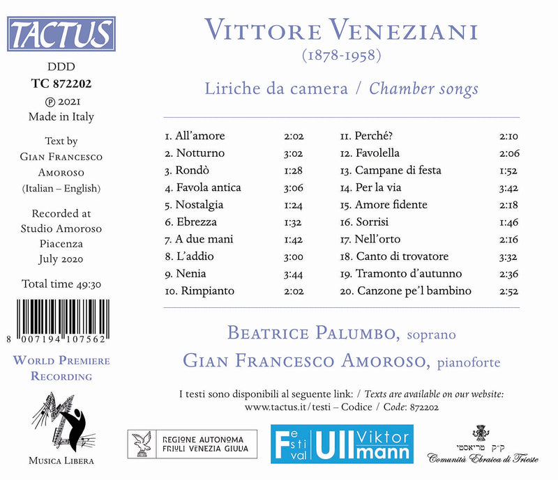 Veneziani: Liriche da camera / Palumbo, Amoroso