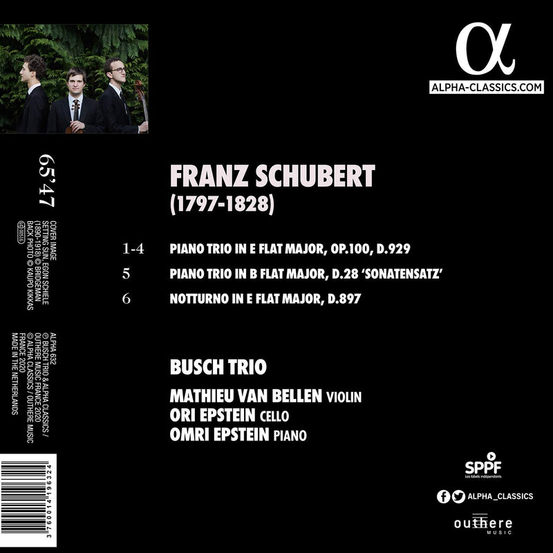 Schubert: Piano Trio No. 2, Sonatensatz & Notturno / Busch Trio