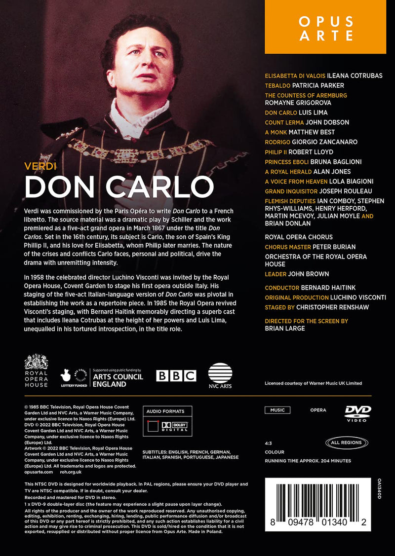 Verdi: Don Carlo / Lima, Cortubas, Zancanaro, Lloyd, Haitink, Royal Opera Chorus & Orchestra