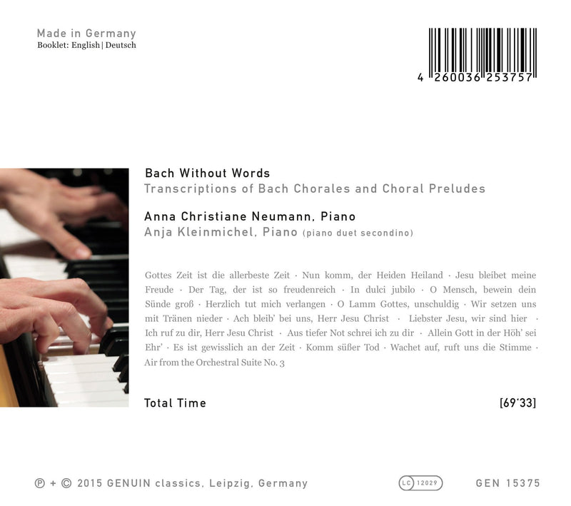 Bach Without Words: Transcriptions Of Bach Chorales And Choral Preludes