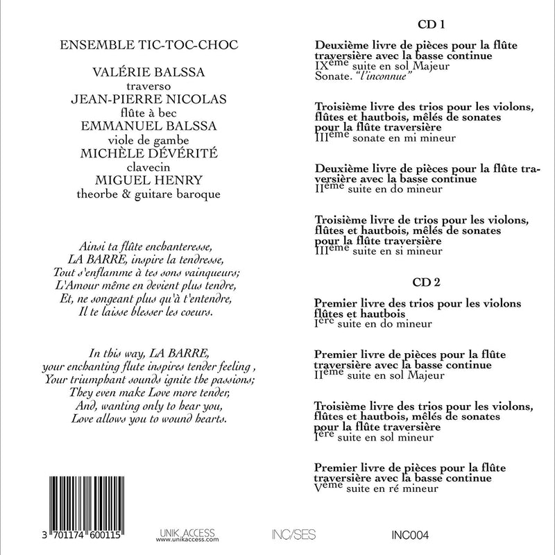 La Barre: Suites Et Sonates / Ensemble Tic-Toc-Choc