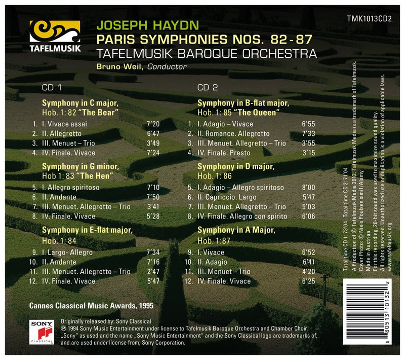 Haydn: Paris Symphonies / Bruno Weil, Tafelmusik