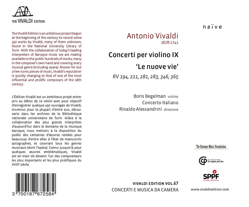 Vivaldi: Concerti Per Violino IX / Begelman, Alessandrini, Concerto Italiano
