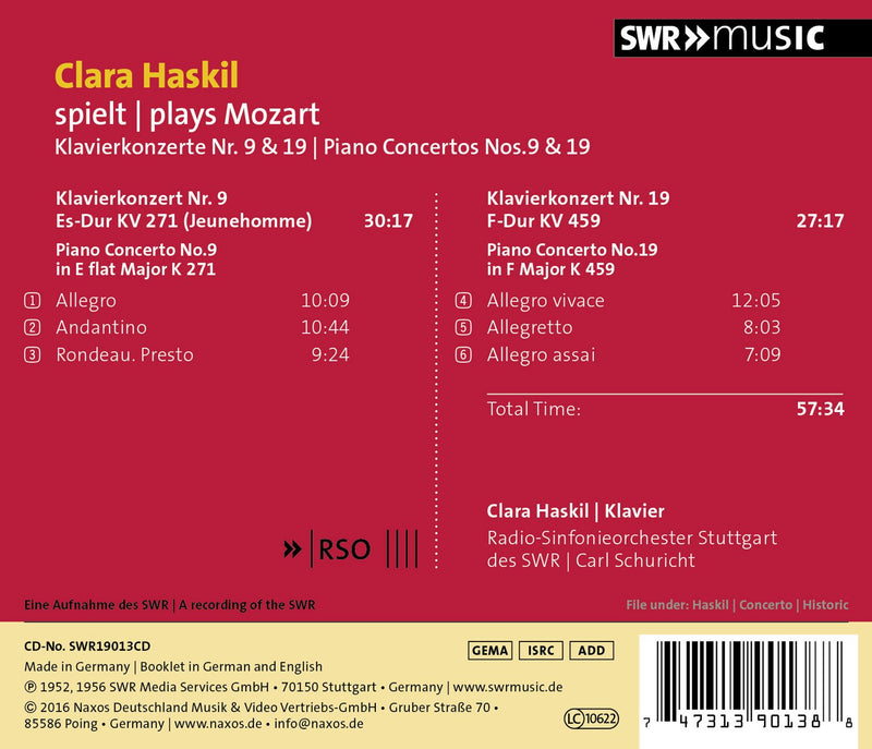 Mozart: Piano Concertos Nos. 9 & 19 / Haskil, Schuricht