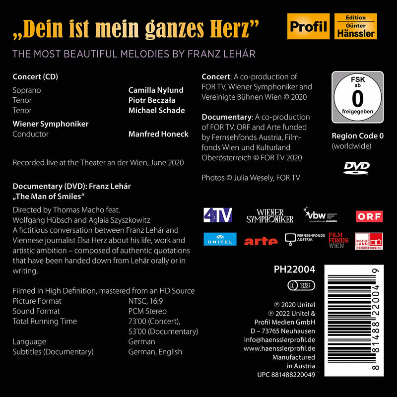 Lehár: Dein ist mein ganzes Herz / Nylund, Beczala, Honeck, Wiener Symphoniker