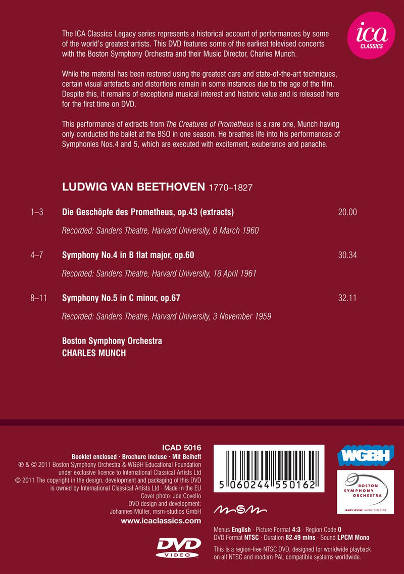 Beethoven: Symphonies Nos. 4 & 5; Creatures Of Prometheus: Excerpts / Munch, Boston Symphony Orchestra