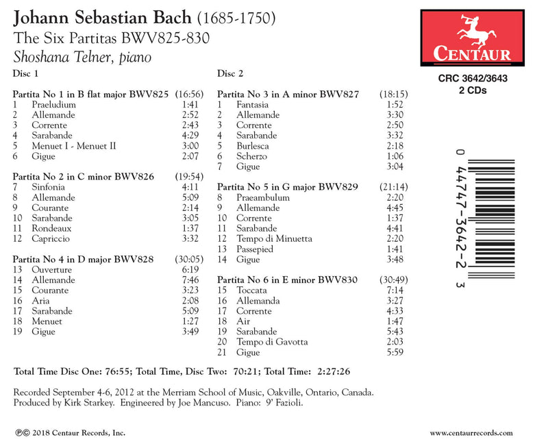 Bach: 6 Partitas, BWV 825-830 / Telner