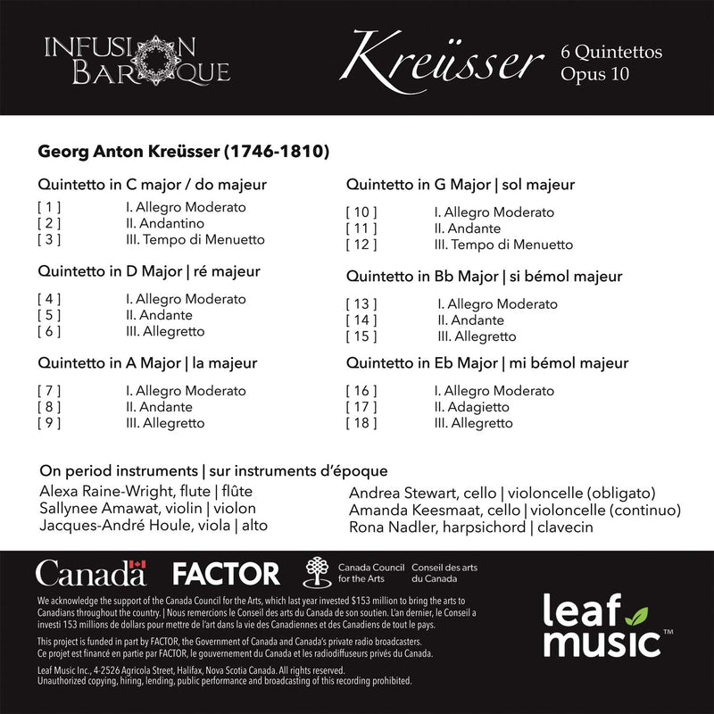 Kreusser: 6 Quintettos, Op. 10 / Infusion Baroque