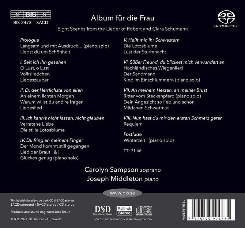 Album für die Frau - Scenes from the Schumanns' Lieder / Sampson, Middleton