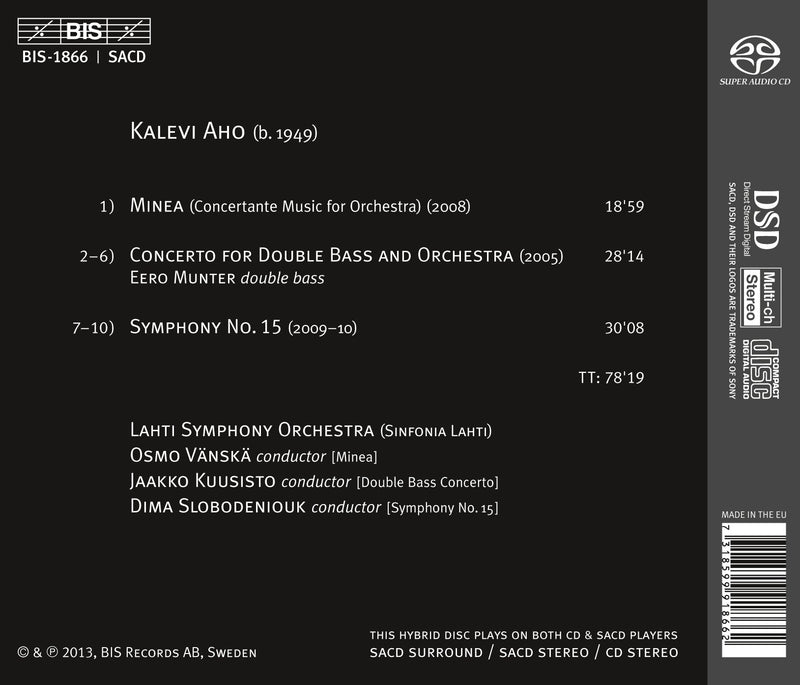 Aho: Symphony No 15, Minea, Double Bass Concerto / Vanska, Lahti Symphony