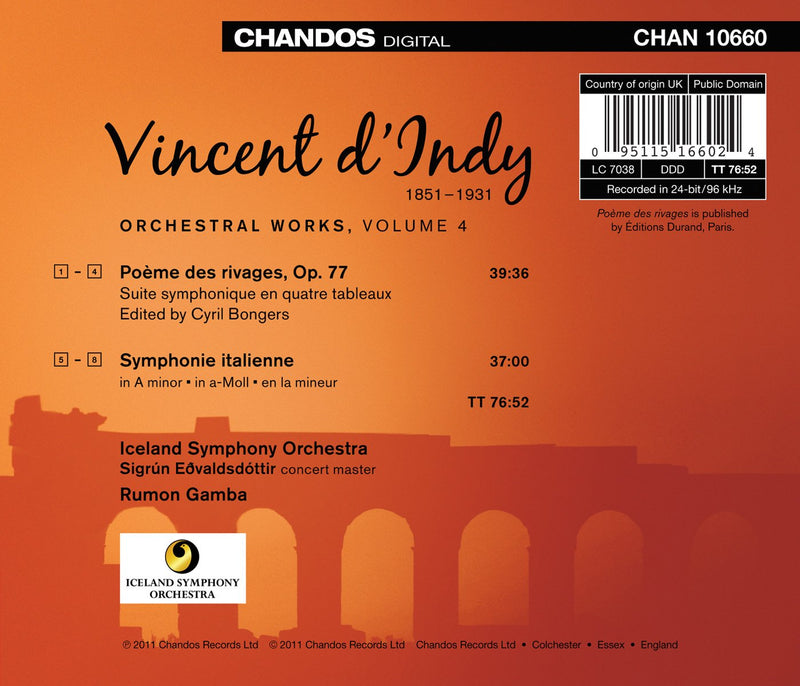 D'Indy: Symphonie Italienne, Poemes Rivages / Gamba, Iceland Symphony