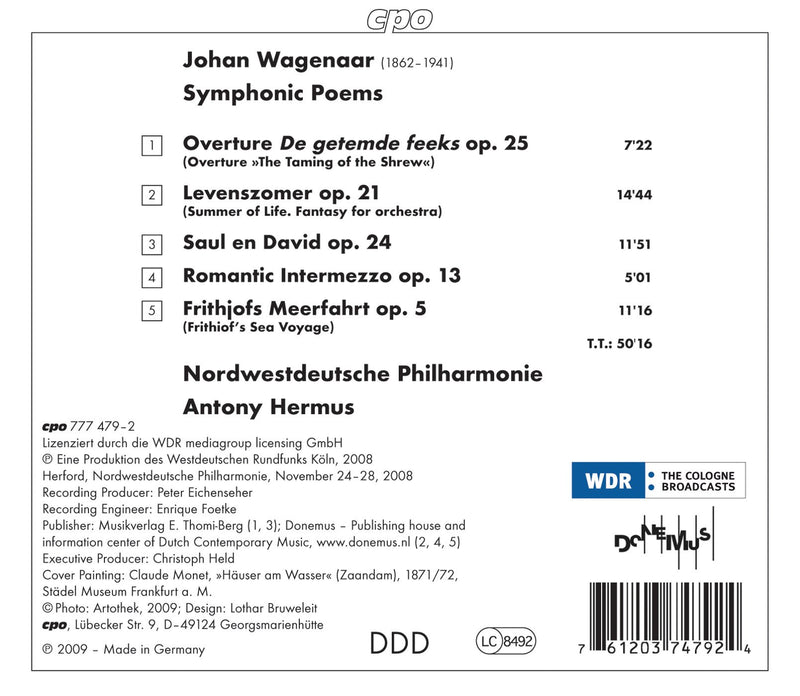 Wagenaar: Summer Of Life, Taming Of The Shrew Overture / Hermus, Nordwestdeutsche Philharmonie