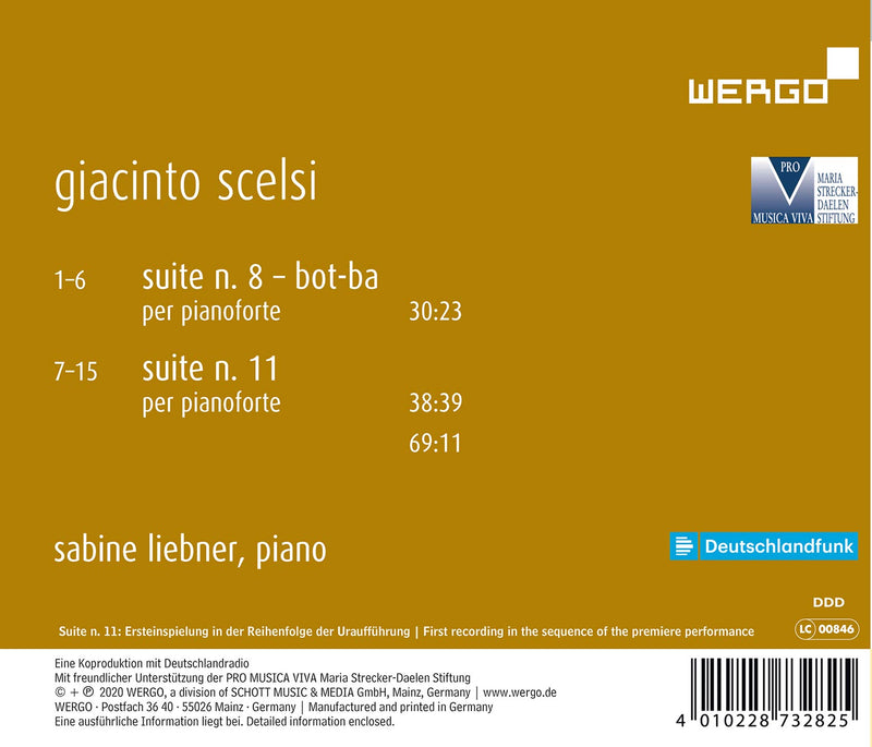 Scelsi: Suites Nos. 8 & 11 For Pianoforte / Sabine Liebner