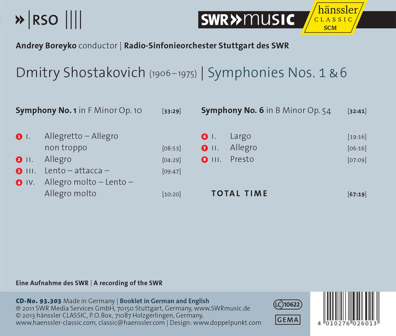 Shostakovich: Symphonies Nos. 1 & 6