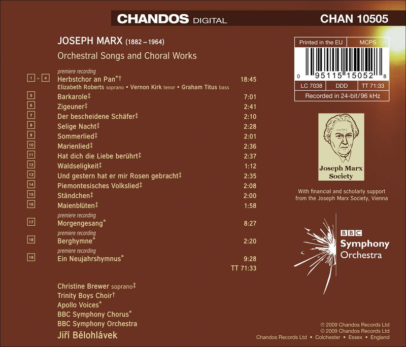 Marx: Orchestral Songs & Choral Works / Belohlávek, Brewer