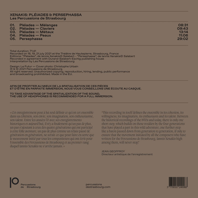 Xenakis: Pleiades & Persephassa / Les Percussions de Strasbourg