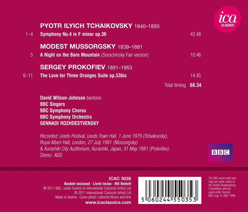 Tchaikovsky: Symphony No. 4; Mussorgsky: A Night On The Bare Mountain; Prokofiev: The Love For Three Oranges Suite