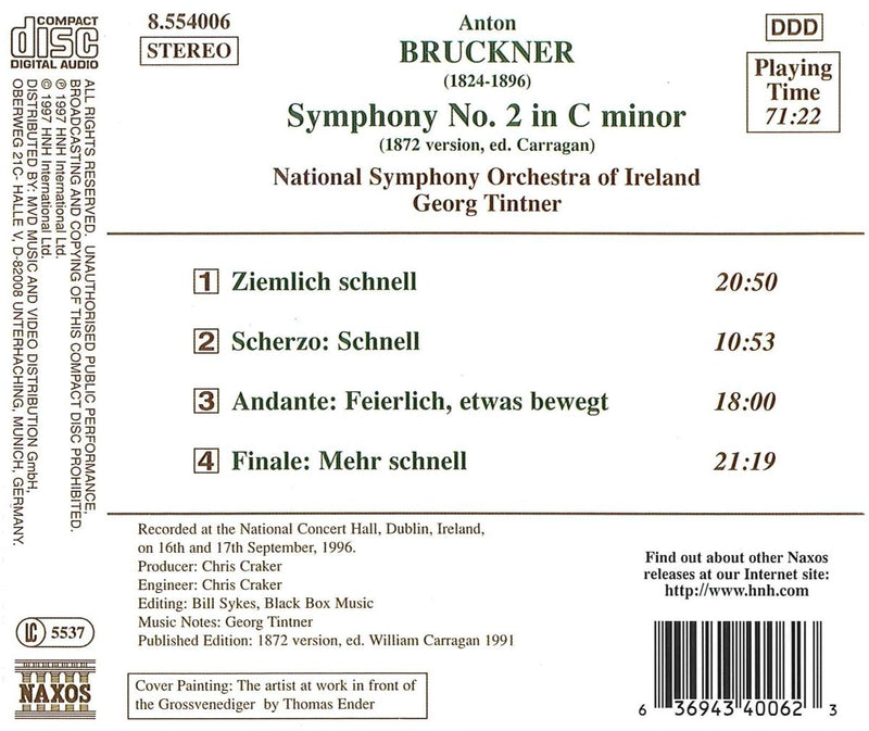 Bruckner: Symphony No 2 / Tintner, Ireland National So