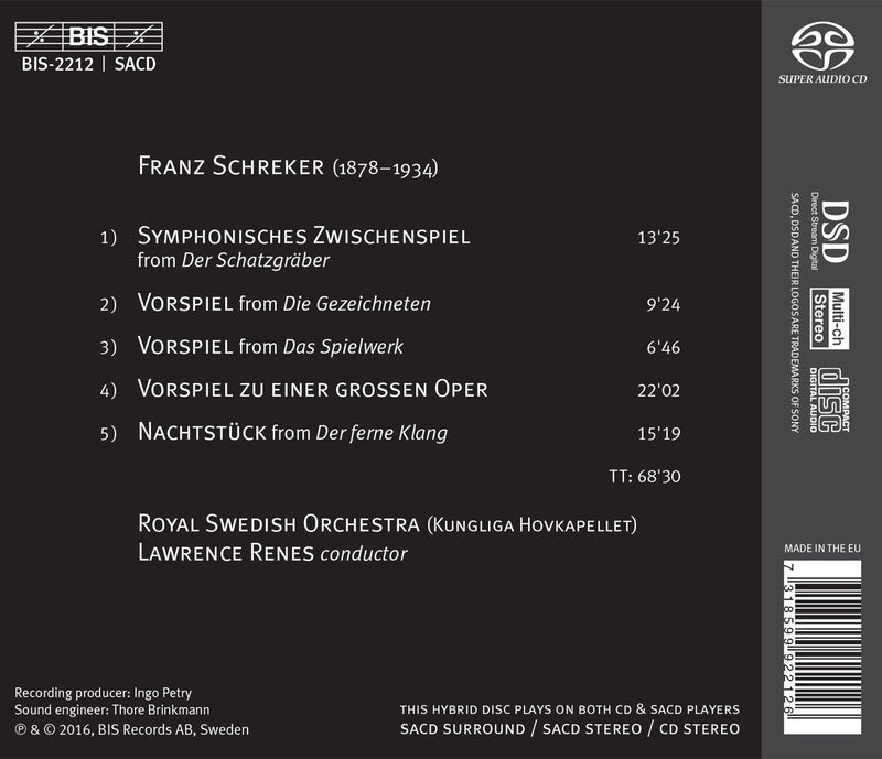 Schreker: Orchestral Music from the Operas / Renes, Royal Swedish Orchestra