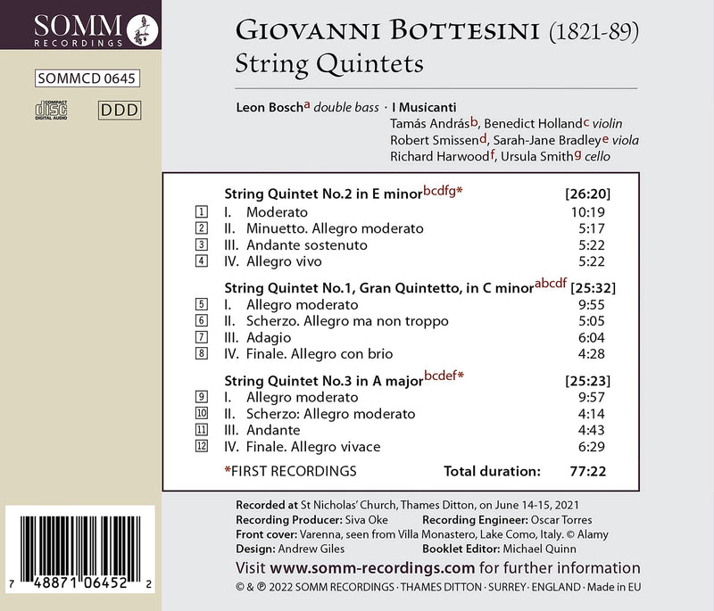 Bottesini: Quintets / Musicanti, Bosch