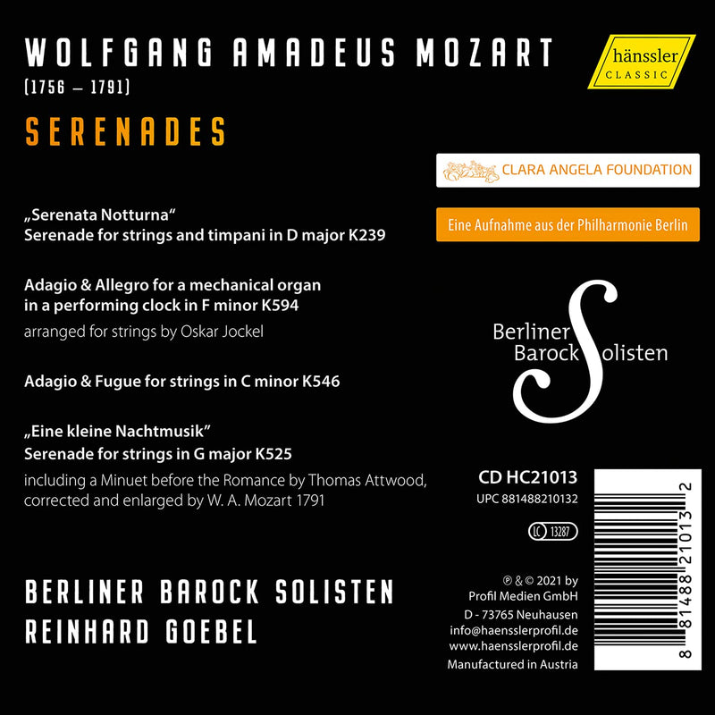 Mozart: Serenades / Berlin Baroque Soloists, Goebel