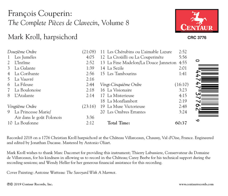 Couperin: Complete Pieces De Clavecin Vol. 8