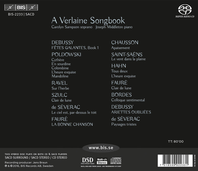 A Verlaine Songbook / Sampson, Middleton