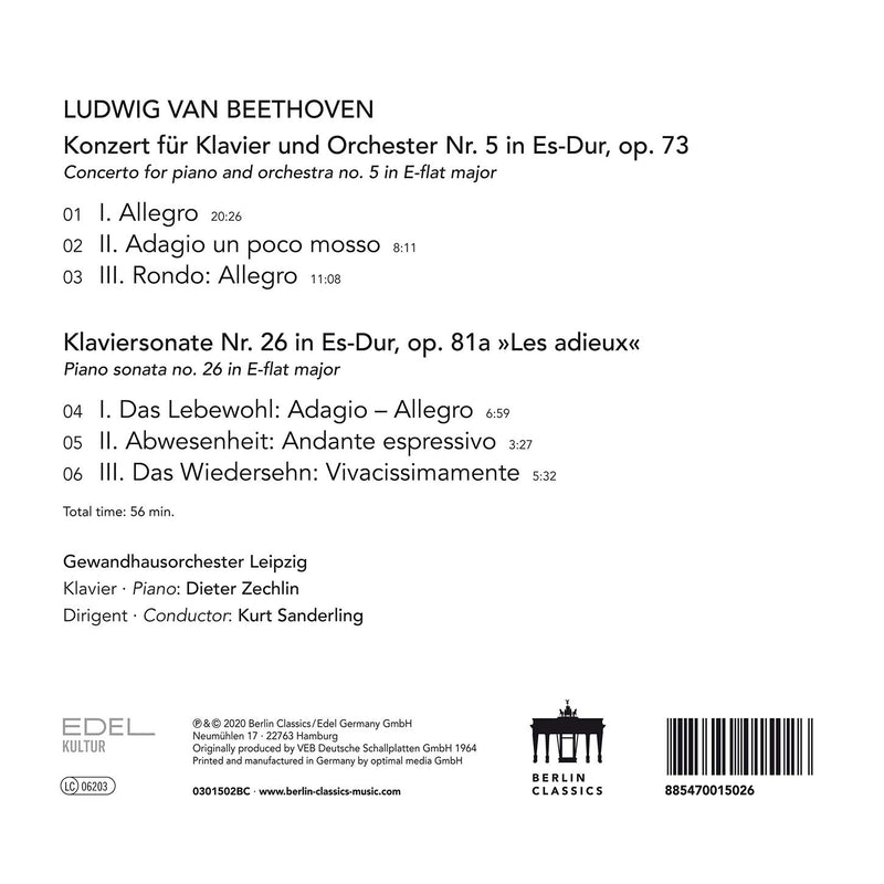 Beethoven: Konzert fur Klavier No. 5, Op. 73 / Zechlin, Sanderling, Gewandhausorchester Leipzig