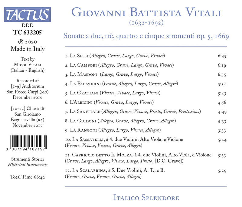 Vitali: Sonatas, Op. 5 (1669)