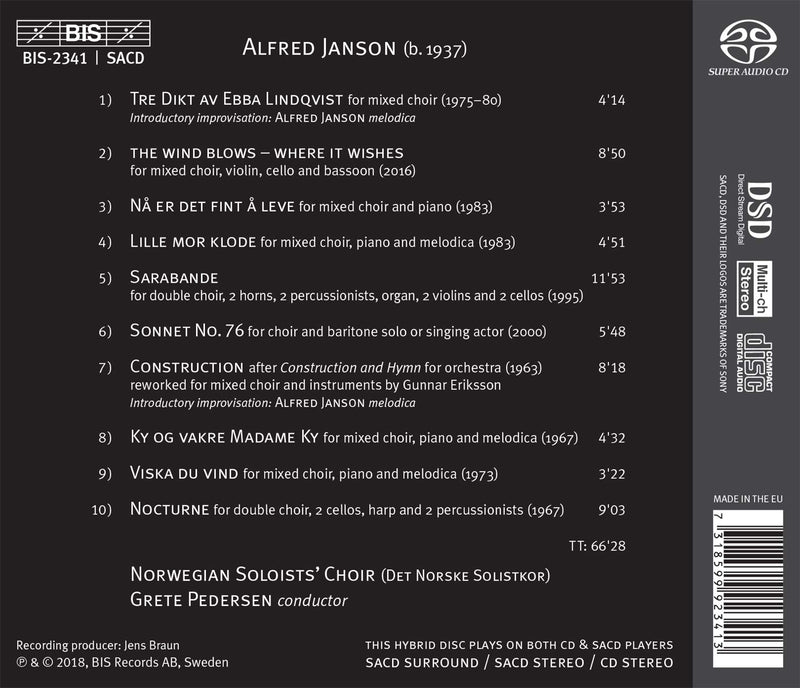 The Wind Blows: Music for Choir by Alfred Janson / Pedersen, Norwegian Soloists' Choir