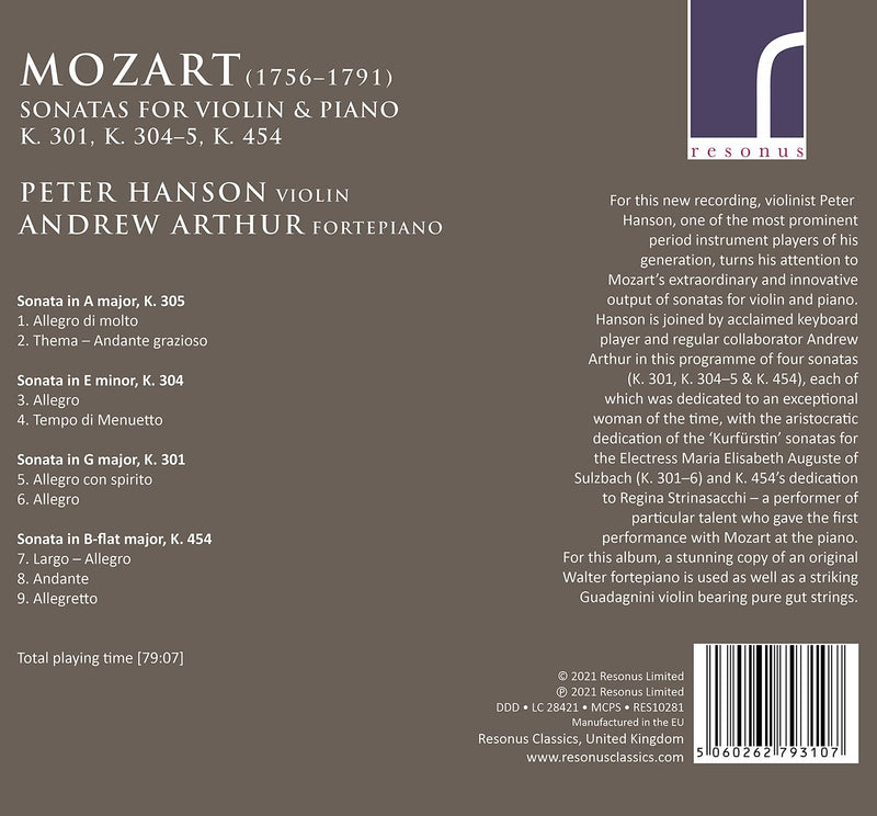 Mozart: Sonatas for Violin & Piano / Arthur, Hanson