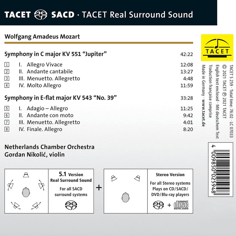 Mozart: Symphonies Nos. 39 & 41 / Nikolic, Netherlands Chamber Orchestra