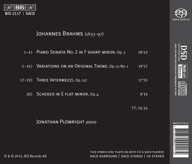 Brahms: Works for Piano Solo, Vol. 2 / Plowright