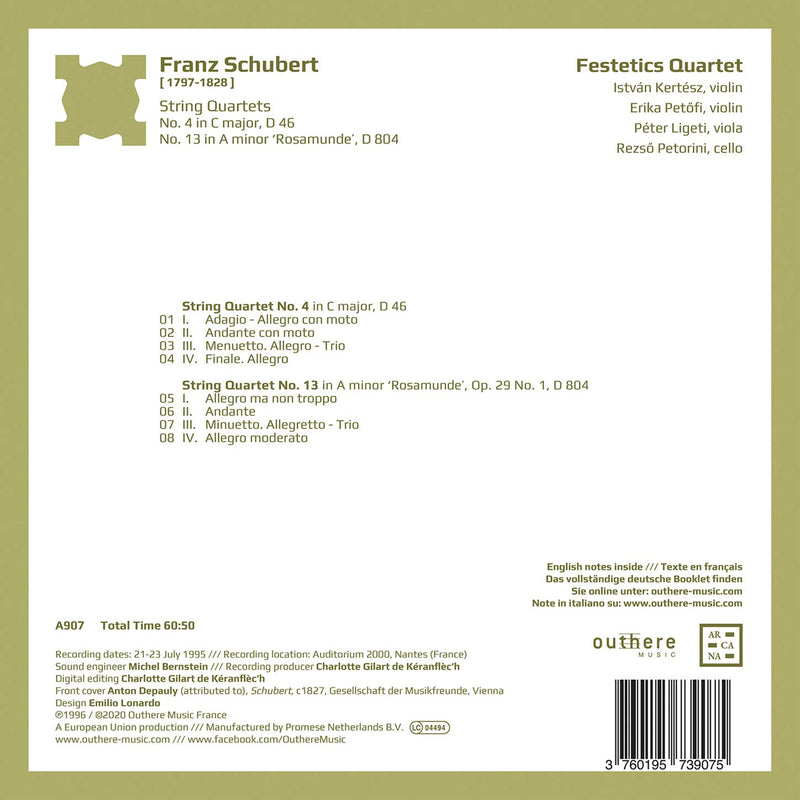 Schubert: String Quartets Nos. 4 & 13, "Rosamunde" / Festetics Quartet