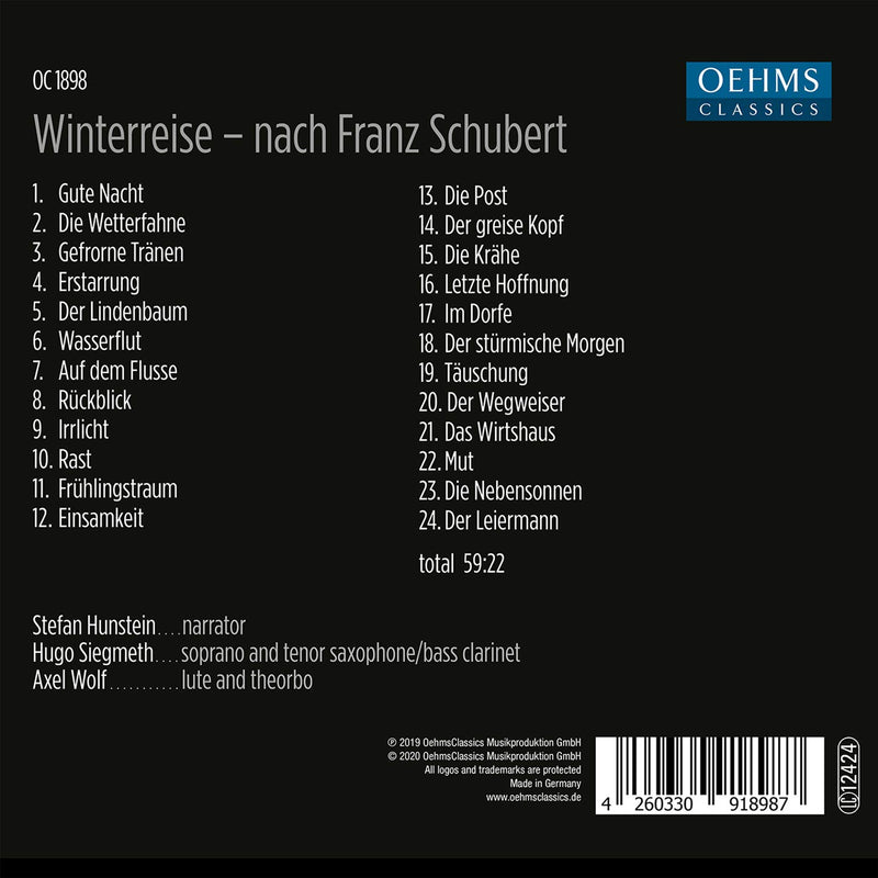 Schubert: Winterreise / Stefan Hunstein, Hugo Siegmeth, Axel Wolf