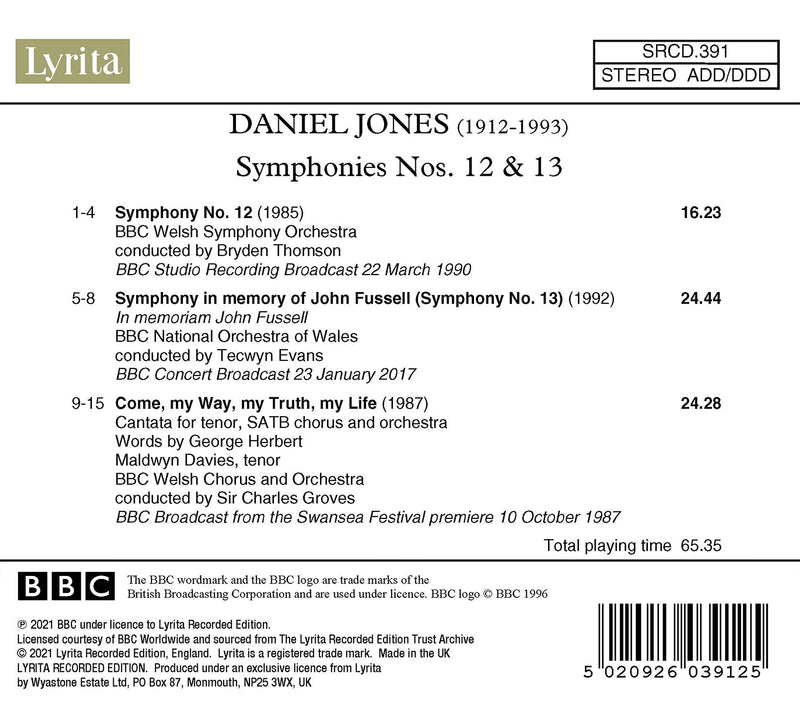 Jones: Symphonies Nos. 12 & 13; Come, my Way, my Truth, my Life